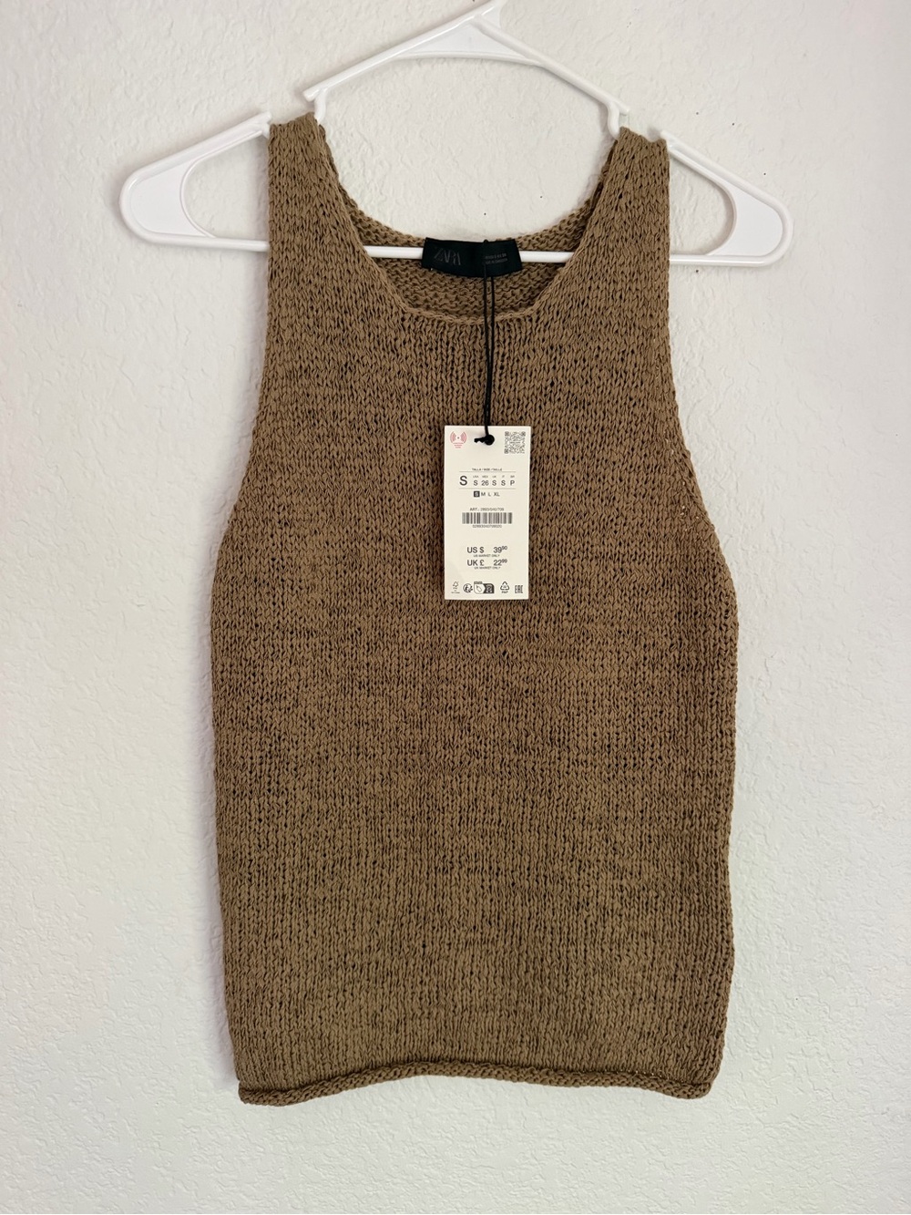 Zara Brown Knit Tank Top - Picture 3 of 7